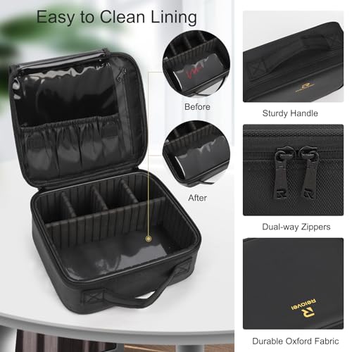 Relavel Travel Makeup Train Case with Adjustable Dividers