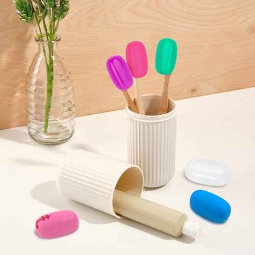 Hooqict 6 Pack Toothbrush Covers Toothbrush Head Cover Caps Silicone Toothbrush Protector Cap Travel Toothbrush Holder for Kids Adults Household, Travel, Bathroom, School, Camping