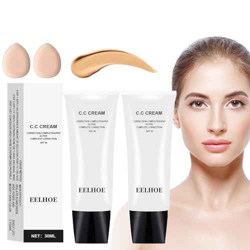Skin Tone Adjusting CC Cream Spf 50, Colour Correcting Self Adjusting for Mature Skin, Moisturizing Skin, Primer, Concealer, Brightening Skin Tone£¨2Pcs Natural Color£©