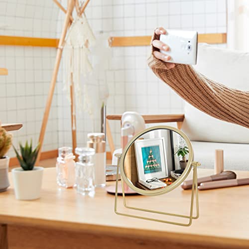Gold Vintage Makeup Mirror - 6.1 Inch Round Cosmetic Mirror