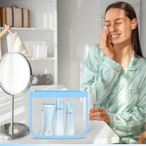Weewooday 6 Pcs Clear Zipper Pouches DIY Chenille Letter Bag Nylon Cosmetic Bag Waterproof Portable Clear Travel Toiletry Bag Travel Bags for Women