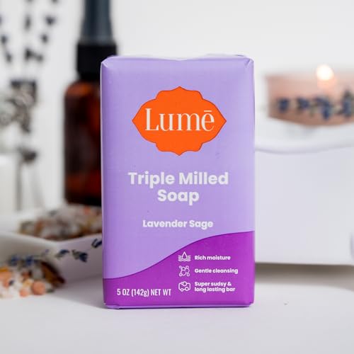 Lume Triple Milled Soap - Rich Moisture & Gentle Cleansing - Paraben Free, Phthalate Free, Skin Safe - 5 ounce (Lavender Sage)