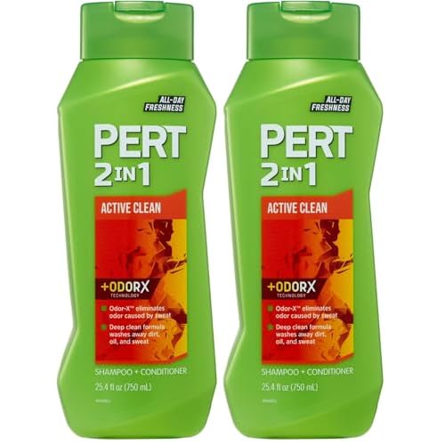 Pert 2 in 1 Active Clean Shampoo and Conditioner - Deep Clean with Odor Elimination Technology - Leaves Hair Manageable and Fresh All Day - 25.4 oz (Pack of 2)