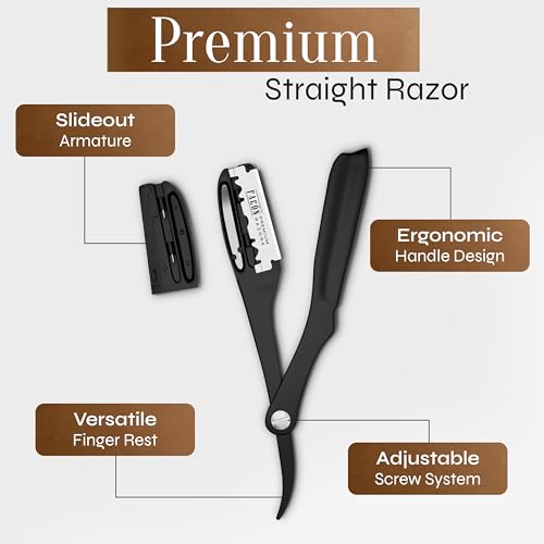 Fac?n Straight Razors for Men - Professional Barber Straight Edge Razor Kit with 100 Blades,Japanese Stainless Steel Barbero Shaver for a Smooth & Precise Shave, Premium Barber Razor for Men's Shaving