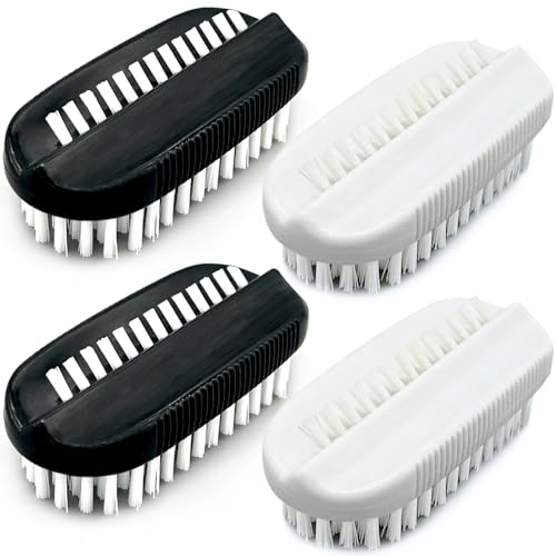 Two-Sided Nail Brush for Cleaning Fingernails - 4 Pack