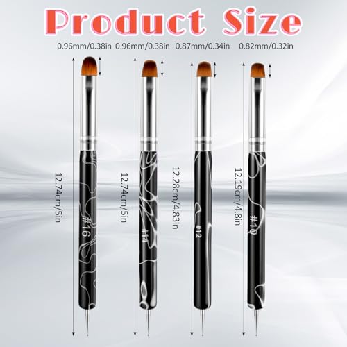 Professional 4-Piece Nail Art Brush Set with Dotting & French Tips, Manicure Tools