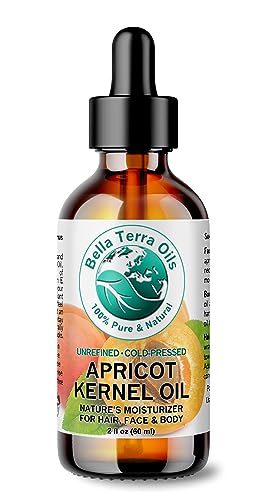 Bella Terra Oils - Organic Apricot Seed Oil 2 oz - Cold-Pressed, Rich in Vitamin A & E, Omega-6 Fatty Acids, Best Carrier Oil for Blends, Silky Skin Elixir