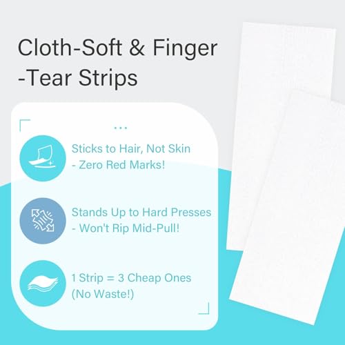 200-Count Non-Woven Wax Strips for Facial and Body Hair Removal, Suitable for All Genders and Skin Types (without wax) Blue