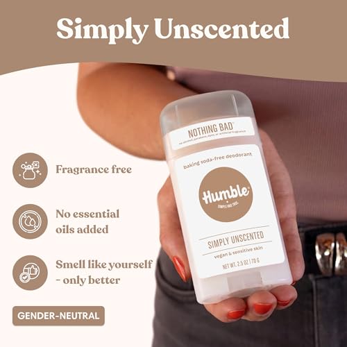 Humble Aluminum-Free Deodorant Unscented – Baking Soda-Free, 2.5 oz