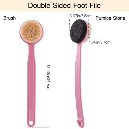 2-in-1 Pumice Stone Foot Scrubber with 13.7" Long Handle & Body Brush