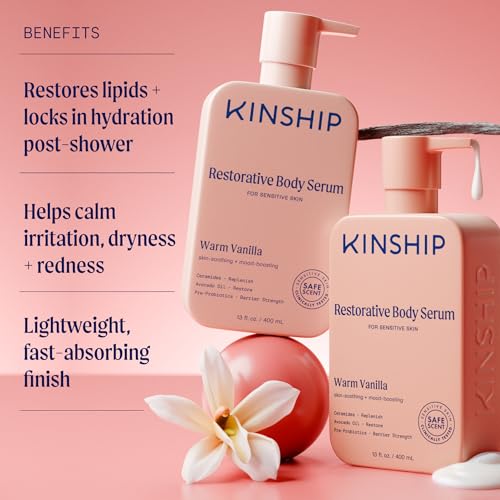 Kinship Restoring Body Serum for Dry Skin | Lightweight Hydrating Body Serum | Fragrance-Free, Vanilla, 13 oz