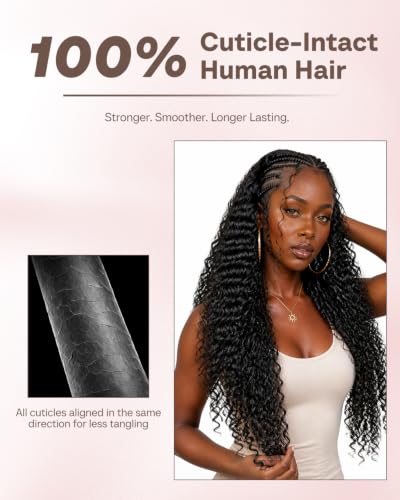 ASHINE Deep Wave Human Hair Crochet Extensions 18 Inch 120g Black - 2 Pack