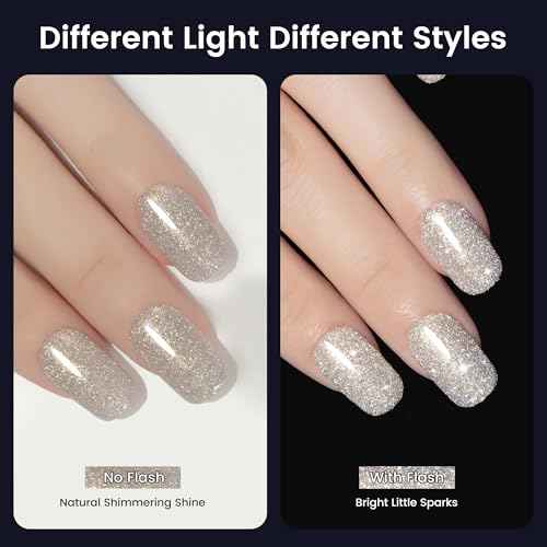YTD Likomey Colorful Light Gold Reflective Glitter Gel Nail Polish,15ml Holographic Flash Diamond Shimmer Gel,Sparkly Shiny Fall Winter Salon Home Manicure UV Varnish,SZ503