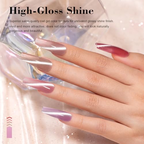 RARJSM Diamond Cat Eye Gel Nail Polish Set - 6 Colors with Magnet Stick