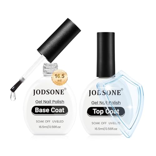 JODSONE Gel Nail Polish Top & Base Coat Set GN005 - Long Lasting Clear 16.5ml Duo - No Wipe UV Curing DIY Manicure Gift