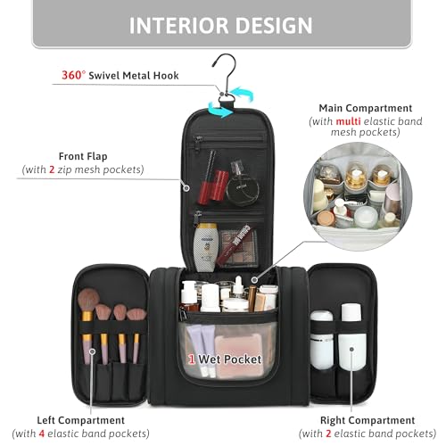Pearl Angeli Hanging Travel Toiletry Bag - Large Makeup Organizer