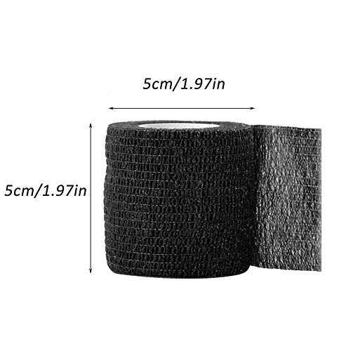 Tattoo Grip Tape Cover - 24PCS Self Adhesive Bandage Wrap, 2" X 5 Yards Black Athletic Tape,Ankle Tape, Cohesive Bandage Wrap¡¦