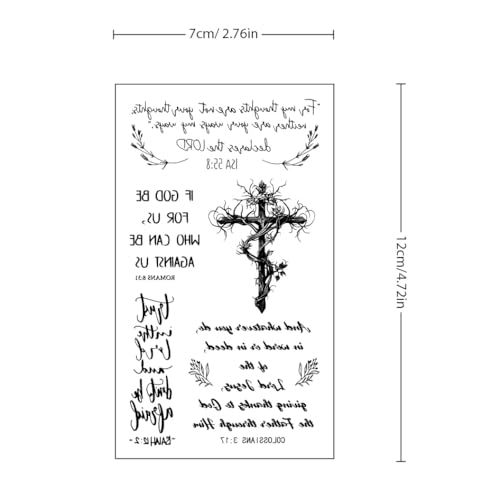 72 Pcs Christian Motivational Bible Verse Quotes Words and Cross Temporary Tattoos For Adults, Inspirational Believe Strength in God Realistic Black English Word Tattoo for Women Men 727