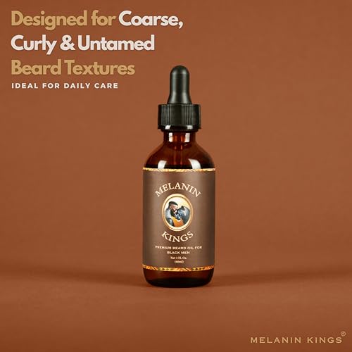 Melanin Kings Beard Oil for Black Men - Specialized formula for Black Men - With ancient African Ingredients - 100% Natural Ingredients - 2fl. Oz. - Kenyan Sandalwood Scent