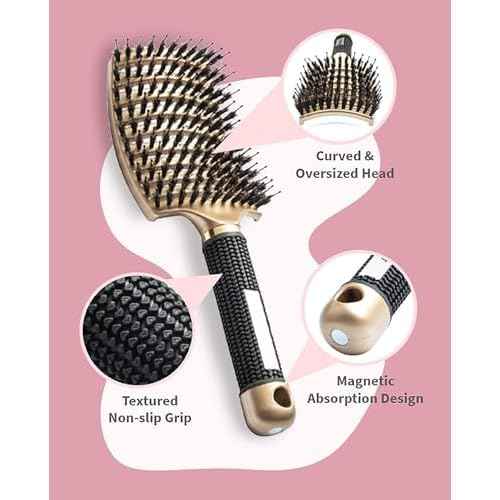 Voremy Magical Brush Detangler, Ultra Detangling Brush, For Wet Or Dry Detangling HairBrush For Men, Women And Kids, Fast Drying Styling Massage curved Hairbrush (Rainbow-A)