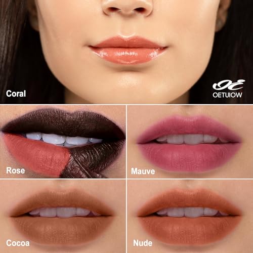 OETUIOW Lip Stain Peel Off - Lip Gloss Long Lasting and Waterproof Non-Stick Cup, Highly Pigmented Color Lip Makeup, Transfer-proof Lip stain for Women (Cocoa)
