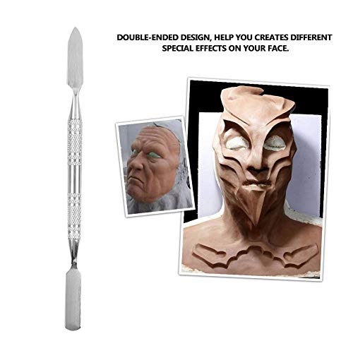 Modeling Scar Wax with Stainless Steel Double Ended Spatula Applicator Special Effects FX Makeup Tool for Theatrical Makeup and Halloween Fake Wound Moulding Scars Prosthetics(S)