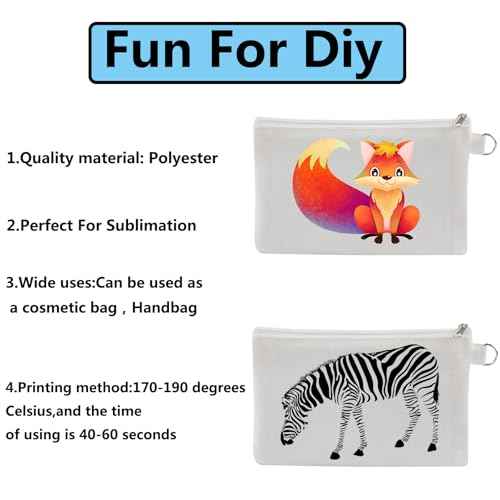 OKBA 30 PCS Sublimation Blanks Makeup Bags Bulk,White Canvas Bag,Polyester Tote Bags for Sublimation DIY Craft