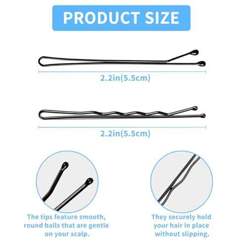100 PCS 2.2 Inch(55 mm) Bobby Pins Black, Premium Bobby Pin For Women, Kids And Girls, Great For All Hair Types