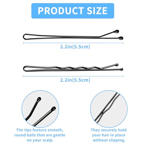 100 Pack Black Bobby Pins 2.2 Inch Hair Pins for Styling and Updos