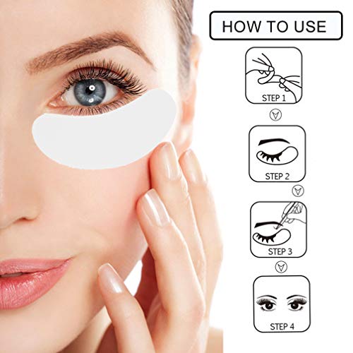 Eyelash Extension Eye Pad, 100 Pairs Under Eye Pads, Lint Free DIY False Lash Extension Beauty Makeup Hydrogel Gel Eye Patches with Transparent Cosmetic Bag