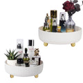 Anyoifax Makeup Perfume Organizer Tray 360 Degree Rotating Lazy Susan Skincare Lotion Organizer Spinning Cosmetics Storage for Dresser, Vanity, Bathroom Countertop, Small White & Large White