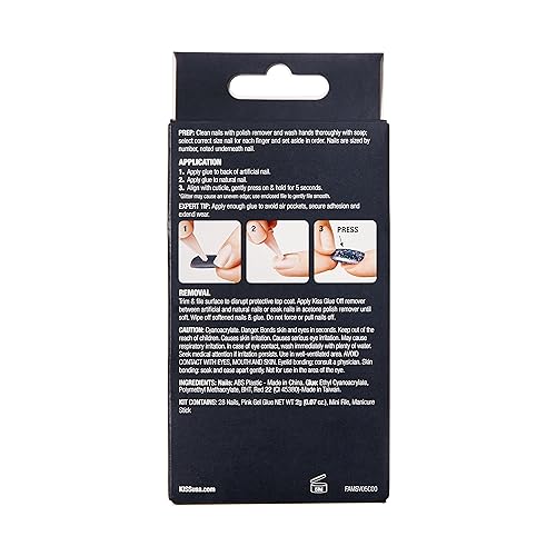 KISS Gel Fantasy Allure Ready-To-Wear Fake Nails ? Medium, Coffin Shaped - Band of Color, Salon Quality, Smudge Proof, Waterproof, Durable, Wearable, Flexible, Chip Proof, Gorgeous & Shiny | 28 Count
