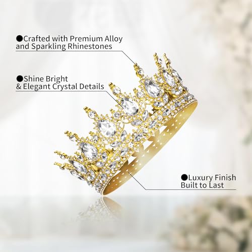 Onedor Gold Clear Queen Crown Tiara & Sash Birthday Cake Topper Party Decor