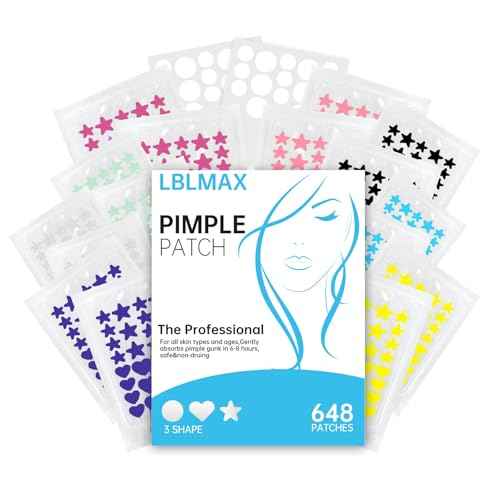 Pimple Patches for Face (648 Count),3 shapes (Round,Star and heart Shapes),Hydrocolloid Spot Dots with Salicylic Acid and Tea Tree Oil