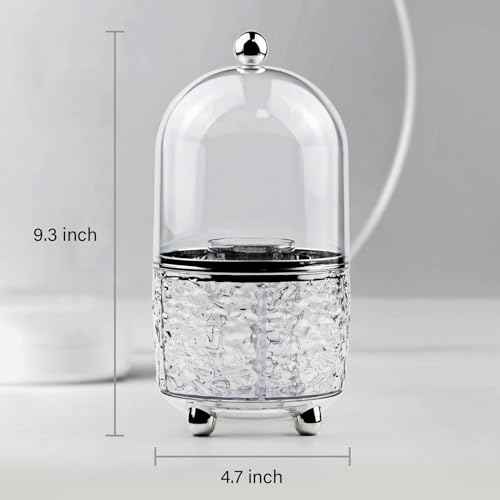 Makeup Brush Holder with Lid Cosmetic Tools Organizer 360 Rotating Make up Brushes Storage for Vanity, Waterproof & Dustproof (Clear)