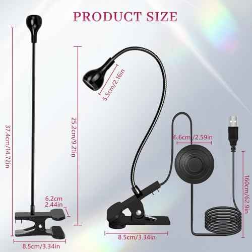 krofaue UV LED Nail Lamp - Quick Dryer Curing Light Foot Control Gooseneck UV Nail Dryers with Gooseneck and Clamp Manicure Salon DIY at Home Beauty Black