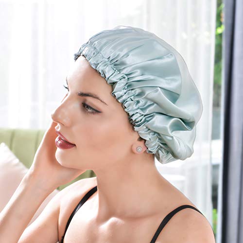 THXSILK Silk Bonnets, 22 Momme 100% Silk with HA, Extra Large, Double Layered, Reversible, Adjustable Elastic Night Sleep Caps for Women