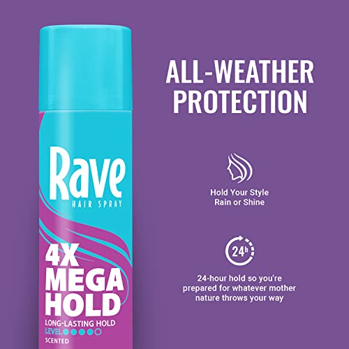 Rave 4X Mega Hair Spray - 24Hr Hold, Frizz Control & Heat Protection