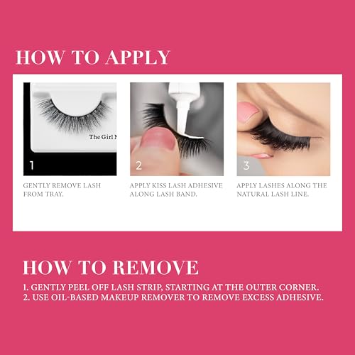 KISS Lash Couture LuXtensions Collection False Eyelashes, Flat Lash Technology, Super Slim Lash Band, Real Lash Extension Fibers, Reusable, Style ¡®Black Swan', 12mm, 1 Pair Strip Lashes