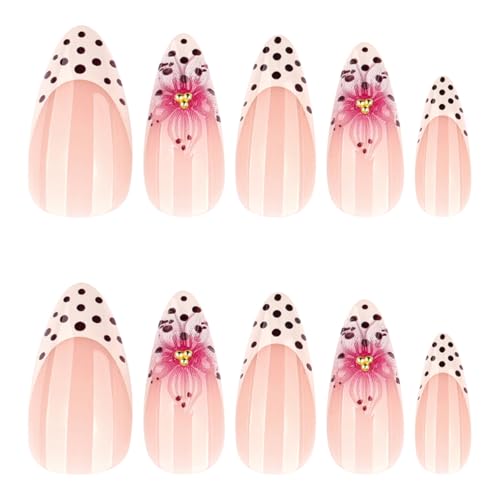 French Tip Press On Nails Almond Medium 24pcs