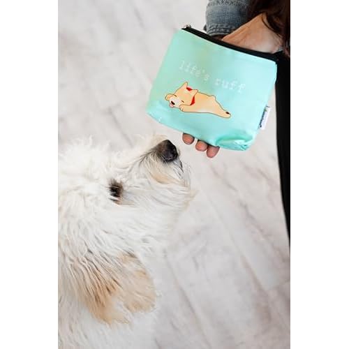 Pearhead Pet Dog Lover Canvas Zipper Pouch ? ¡°Life¡¯s Ruff¡± Puppy Design Travel Organizer, Multipurpose Makeup & Accessory Bag