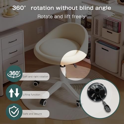 Ergonomic Rolling Stool with Adjustable Height & Swivel Seat