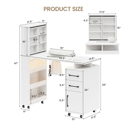 HolaiNail Manicure Table with Dust Collector & LED Light