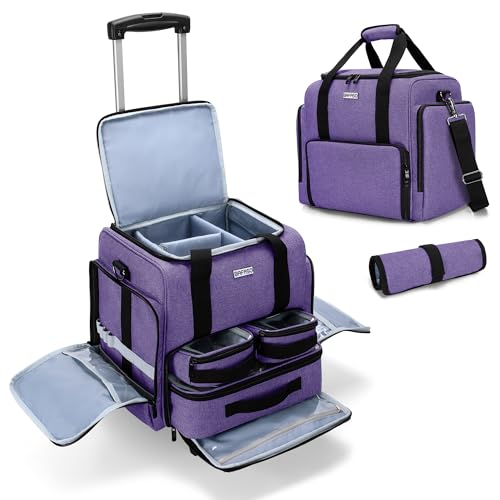 Rolling Makeup Case with 3 Removable Pouches, Purple