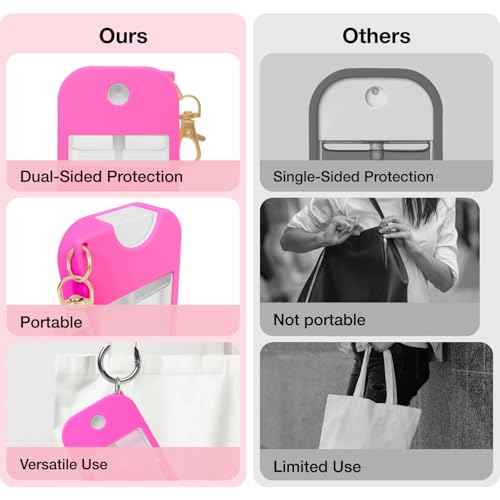 4 PCS Soft Silicone Case for Touchland Power Mist (1FL. OZ./30 mL), Protective and Stylish Case with Keychain Compatible with Touchland Hand Sanitizer Spray (Pink/Hot Pink/Blue/Black)