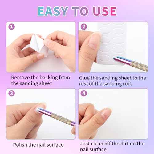Pre-Treatment Cuticle Pusher, ASTONFOG Dual Ended Cuticle Remover Russian Prep Nail Pushers 100/180 Grit Sandpaper Sheets for Fingernails Toenails Manicure Pedicure Nail Art Care Tools