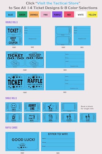 Tacticai 1000 Raffle Tickets, Blank, Pink (8 Color Selection), Double Roll for Events, Entry, Class Reward, Fundraiser & Prizes