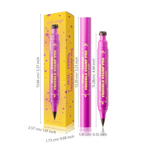 COOL STORY Dual Ended Freckle Stamp Pen - Waterproof Long-Lasting Face Makeup Tool, 4 Natural Shades
