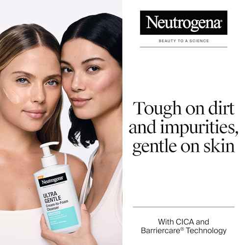 Neutrogena Ultra Gentle Cream to Foaming Face Wash for Sensitive Skin, Fragrance-Free Gentle Facial Cleanser, Hypoallergenic Skin Care, Non-Comedogenic Makeup Remover, 12 fl oz