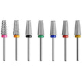 7pcs 5 in 1 Nail Drill Bits Set, Multi-Function Tapered Shaping Carbide Nail Drill Bit Use for Both Left to Right Handed, 3/32 Inch Nail Bit for Remove Acrylic Gel Nail Accessories(Silver)